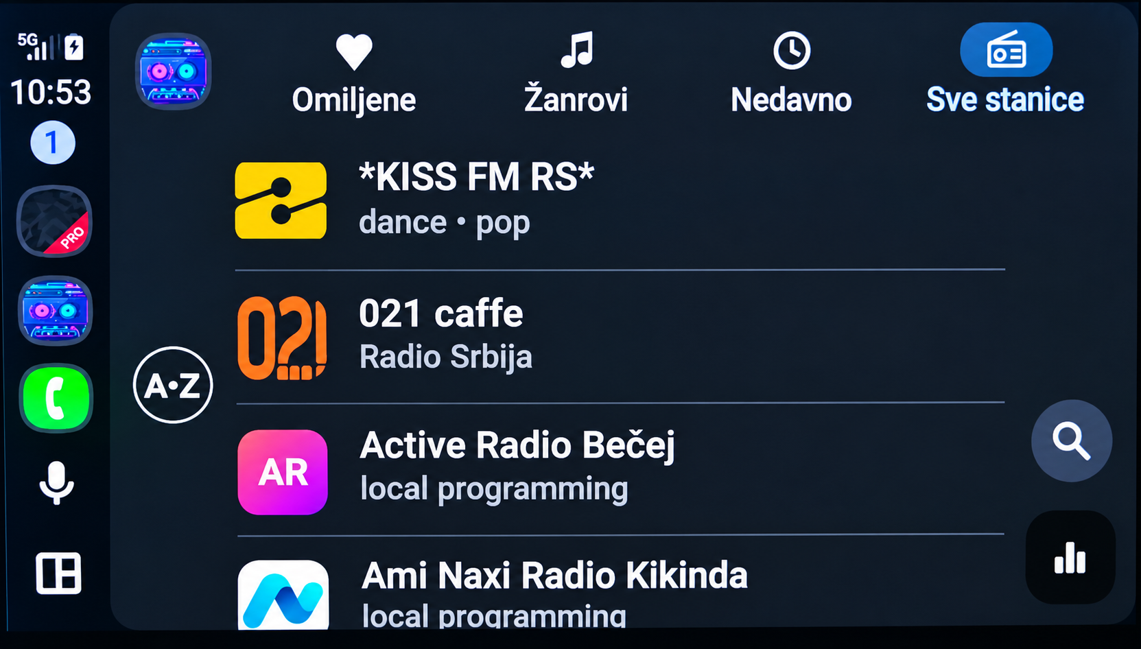 Lista radio-stanica u Android Auto